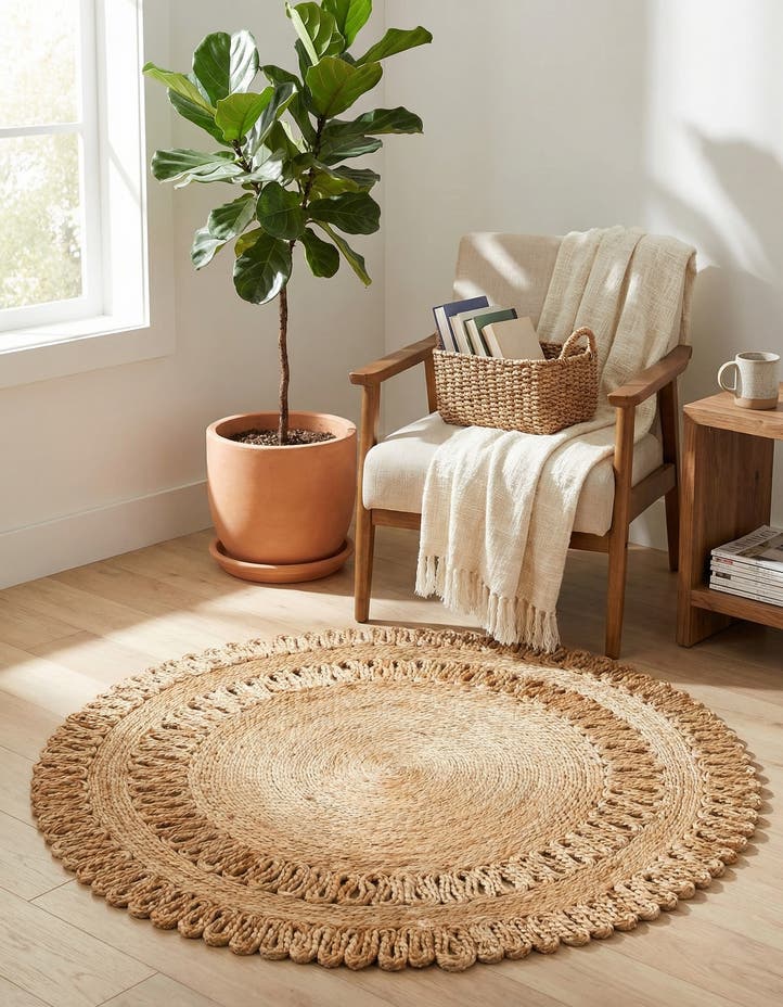 3' 1 x 3' 1 Handmade Braided Jute Round Rug