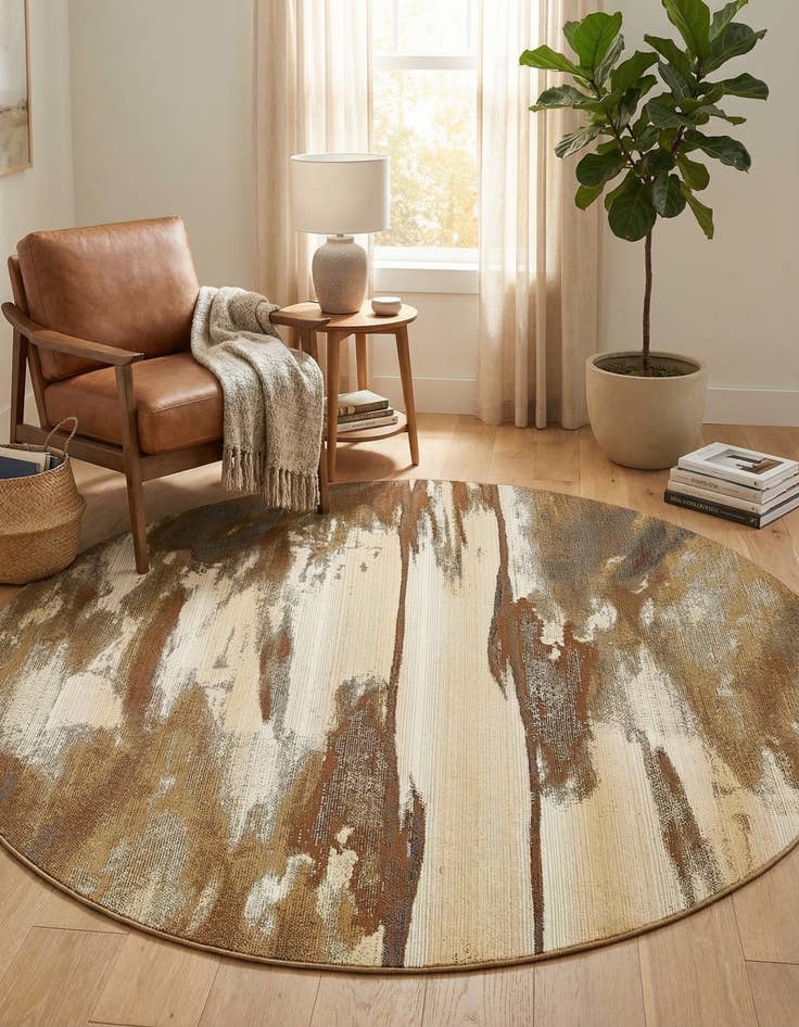 Detail image of 8' x 8'  Washable Modern Indoor / Outdoor Round Rug