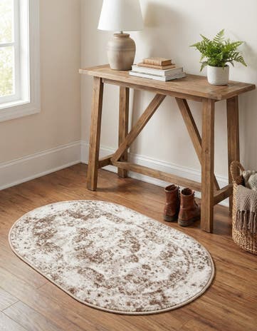 Beige Monte Carlo Oval Rug