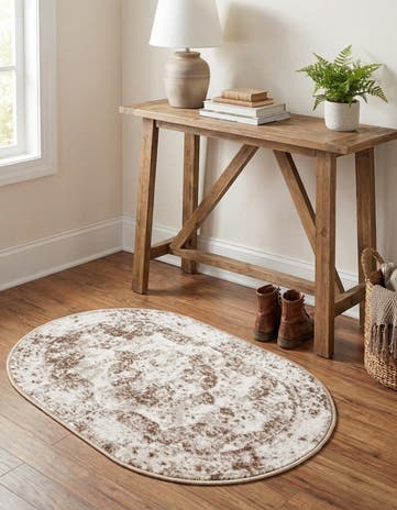 Beige Monte Carlo Oval Rug