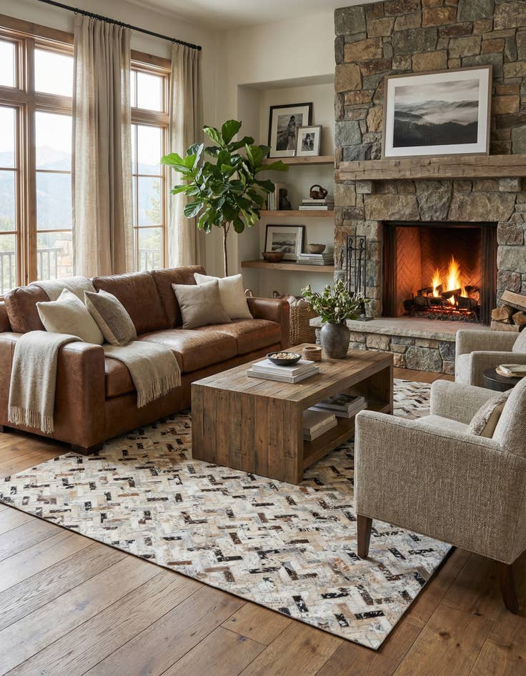 Detail image of 5' x 7' 7 Cowhide Stocks Rug