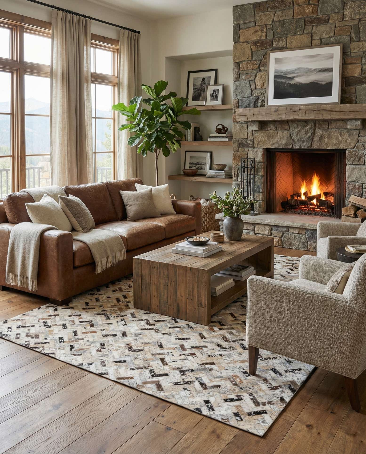 5' x 7' 7 Cowhide Stocks Rug
