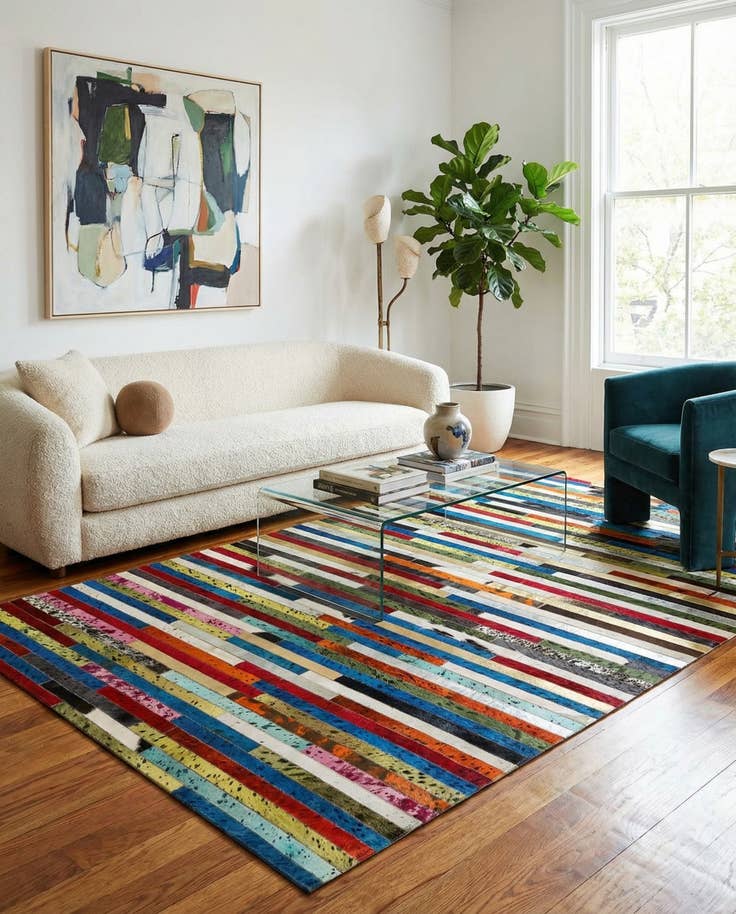 Detail image of 5' 1 x 8' 1 Cowhide - Patchwork Rug