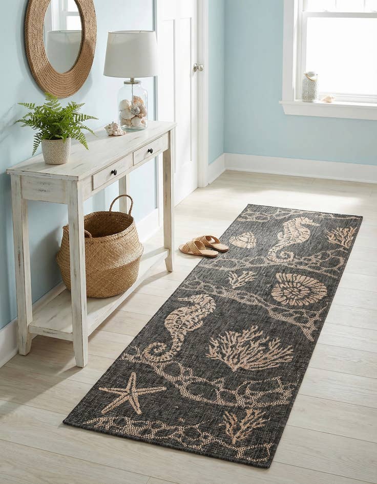 Detail image of 2' x 6'  Washable Coastal Indoor / Outdoor Runner Rug