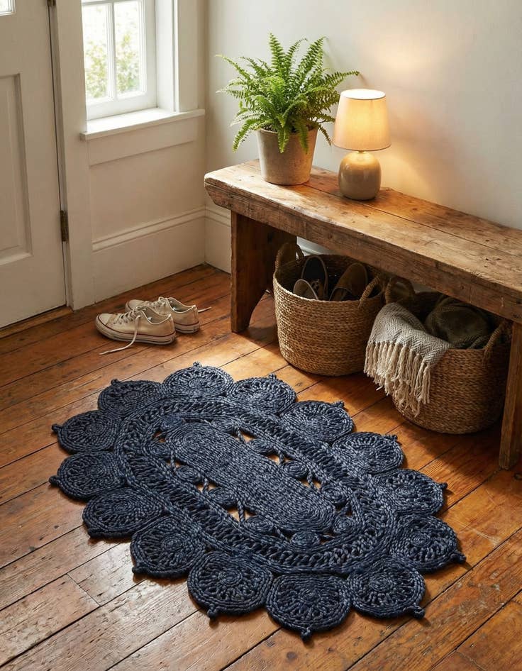 Detail image of  2' x 3' 1  Hand Braided Jute Oval Rug