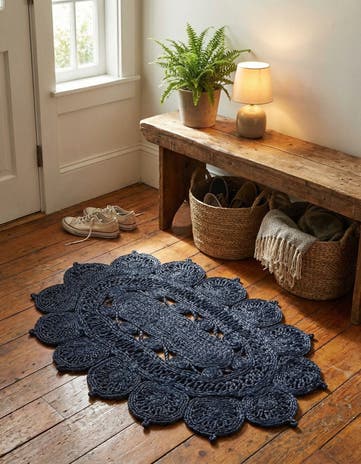 2' x 3' 1 Handmade Braided Jute Oval Rug