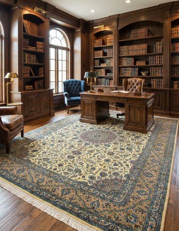 9' 9 x 13' 3 Hand Knotted Kashan Persian Wool Rug