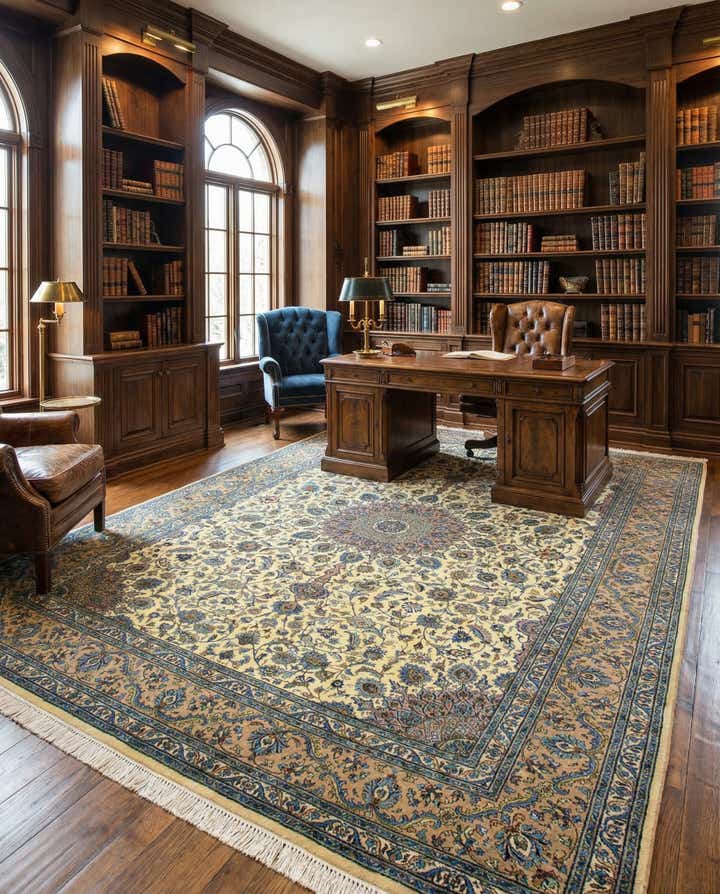 9' 9 x 13' 3 Hand Knotted Kashan Persian Wool Rug
