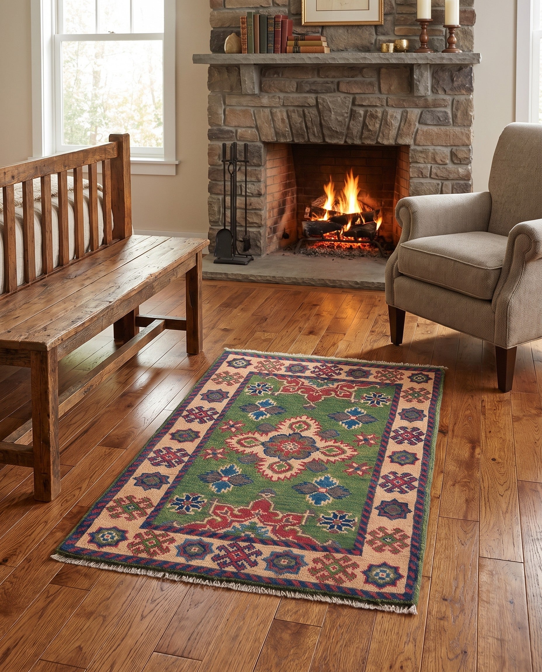 2' x 2' 11 Hand Knotted Kazak Rug