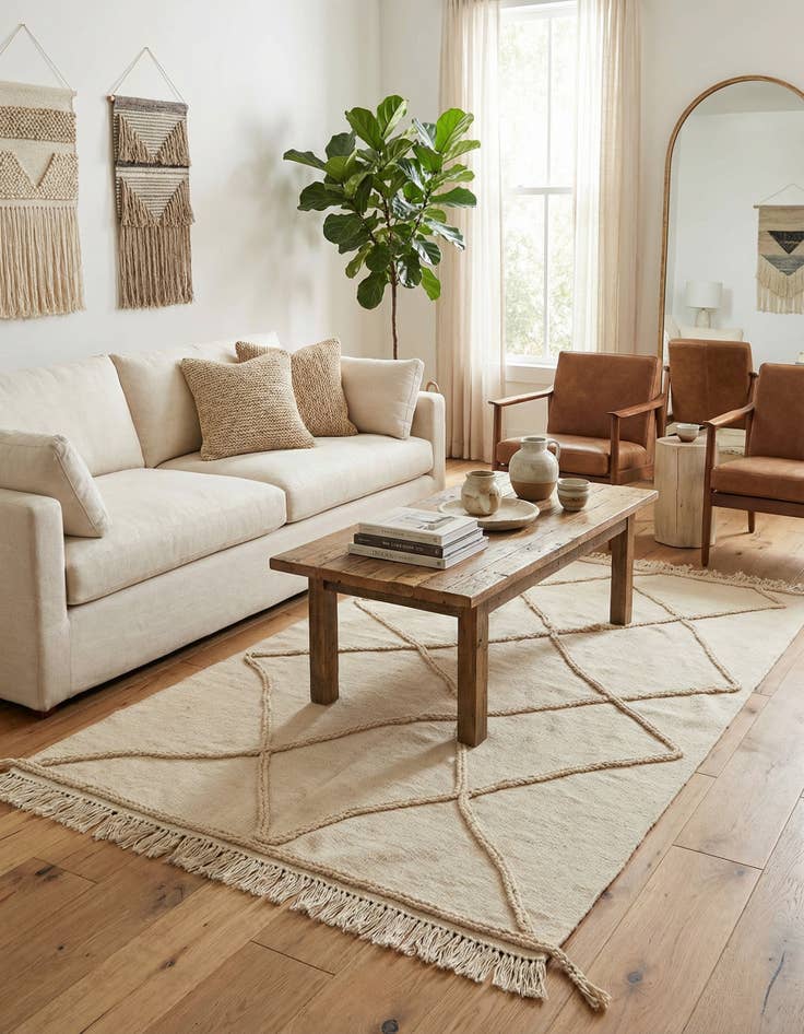 Detail image of  3' 7 x 5' 1  Hand Knotted Moroccan Wool Rug