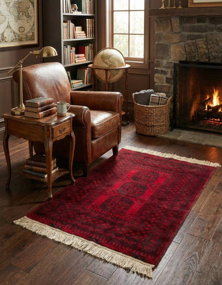 Detail image of 3' 5 x 4' 7  Hand Knotted Afghan Akhche Wool Rug