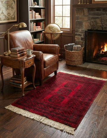 3' 5 x 4' 7 Hand Knotted Afghan Akhche Wool Rug