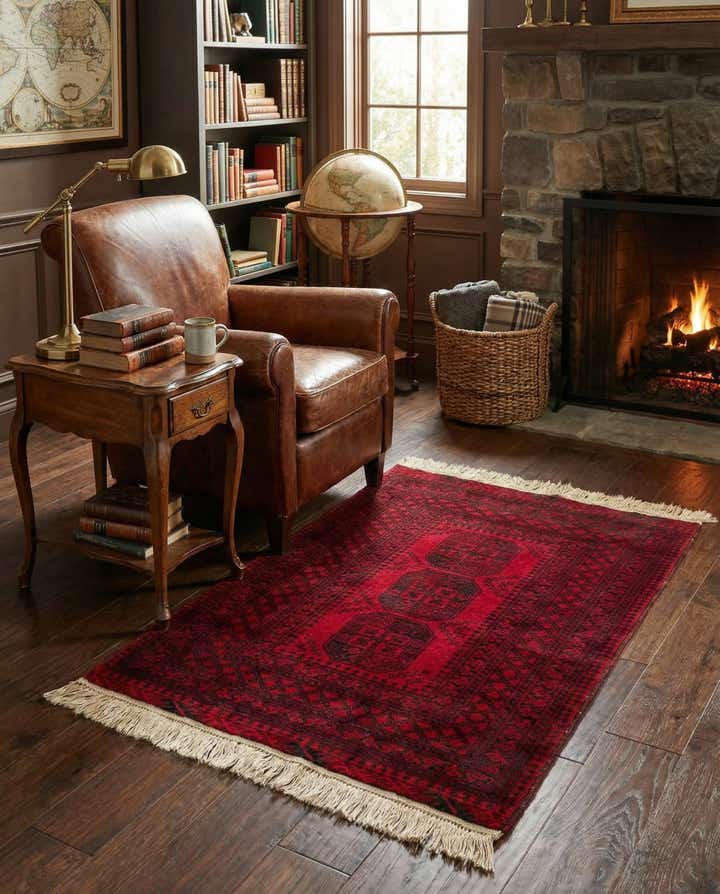 3' 5 x 4' 7 Hand Knotted Afghan Akhche Wool Rug