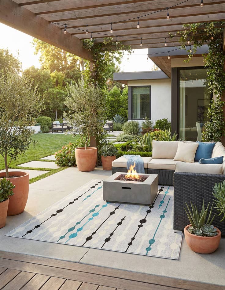 Detail image of 7' x 10'  Washable Modern Indoor / Outdoor Rug