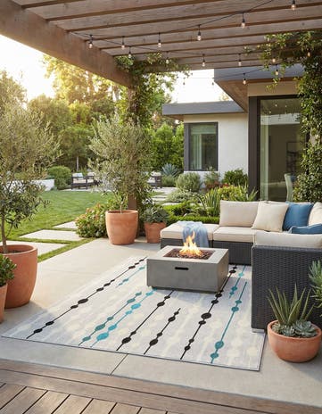 Gray Easy-Clean Modern Indoor / Outdoor Rug