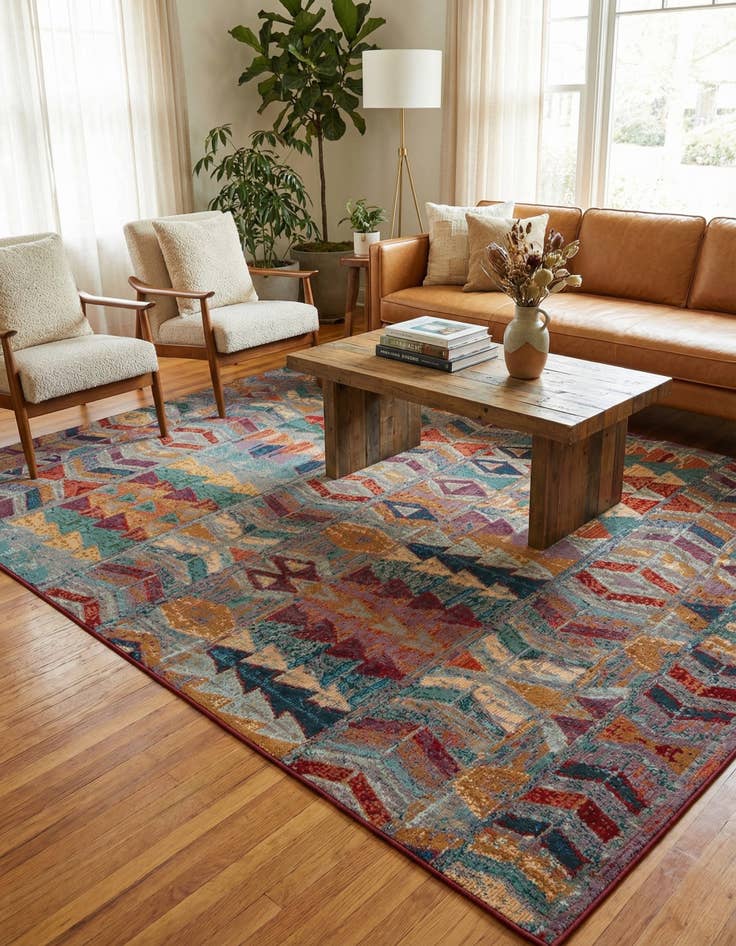 Detail image of 9' x 12'  Washable Modern Indoor / Outdoor Rug