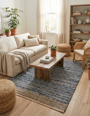4' 1 x 6' 1 Hand Woven Chindi Trellis Rug