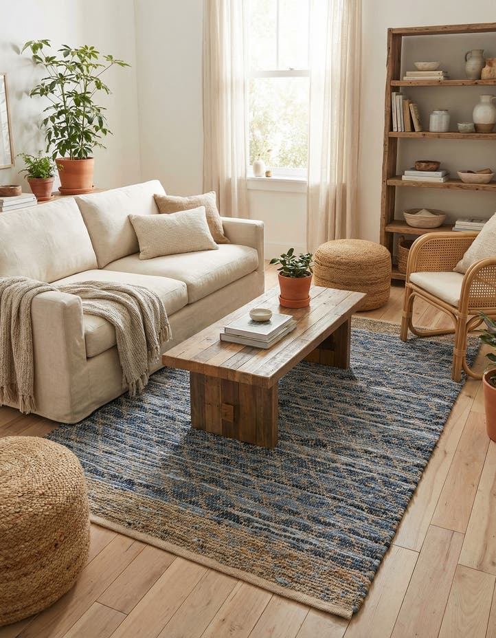 4' 1 x 6' 1 Hand Woven Chindi Trellis Rug