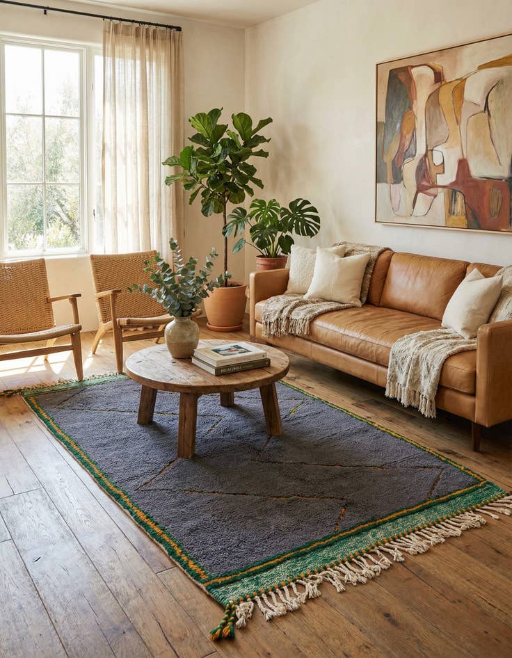 Detail image of  4' 4 x 7' 2  Hand Knotted Moroccan Wool Rug