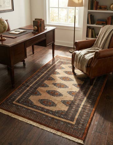 3' 9 x 5' 11 Hand Knotted Bokhara Oriental Wool Rug