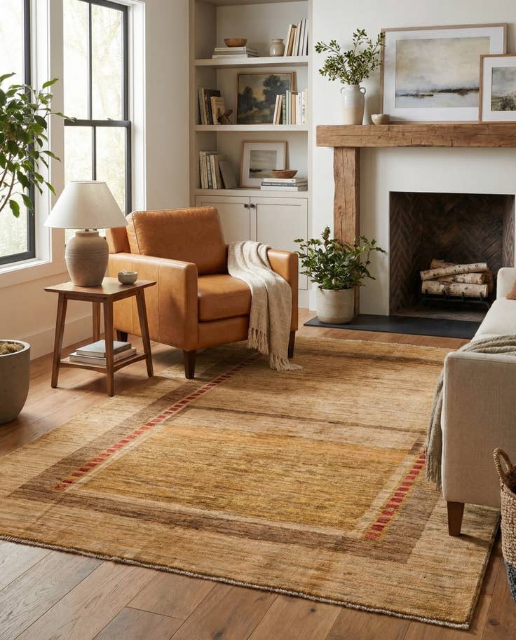 Detail image of 4' x 5' 7 Hand Knotted Modern Ziegler Rug