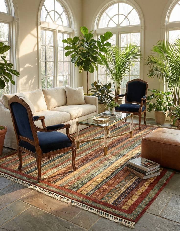 Detail image of  5' x 6' 6  Hand Knotted Ariana Ziegler Rug