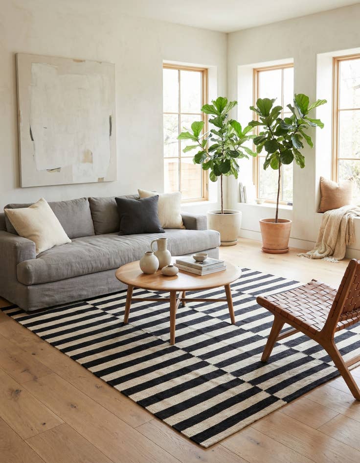 Detail image of 4' 2 x 5' 10  Hand Woven Kilim Modern Wool Rug