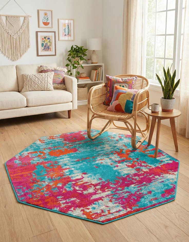 Detail image of 5' 3 x 5' 3 Azalea Octagon Rug