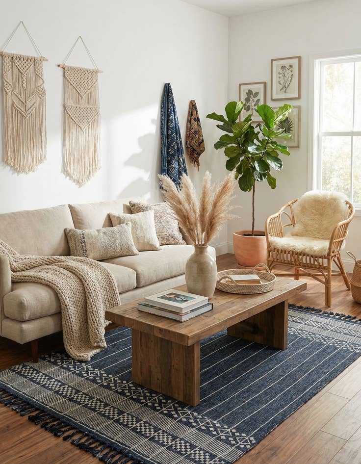 Detail image of  7' 10 x 10'  Washable Eco Bohemian Indoor / Outdoor Rug