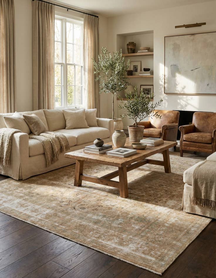 Detail image of 9' 6 x 12'  Hand Knotted Ultra Vintage Persian Wool Rug