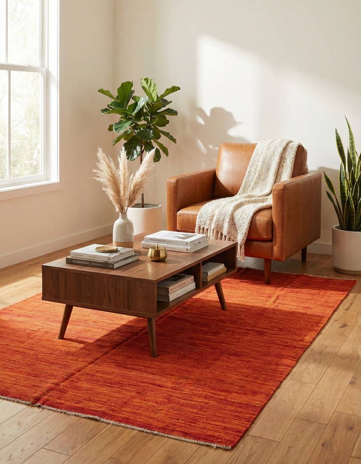 Detail image of 4' 4 x 5' 10  Hand Woven Kilim Modern Wool Rug