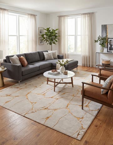 White and Gold Vogue Geo Rug