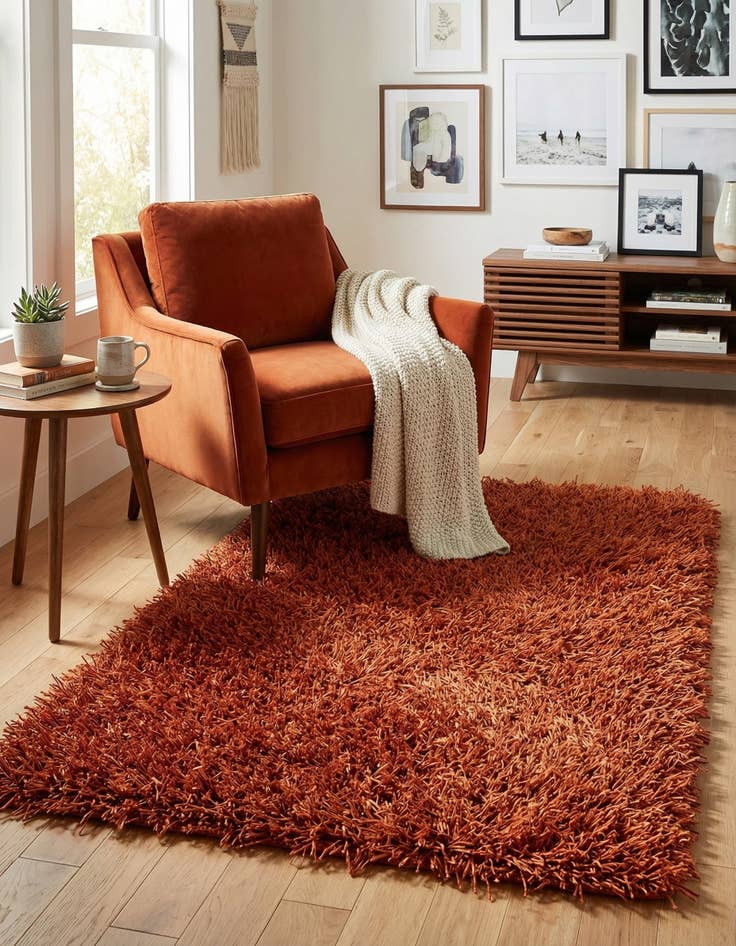 Detail image of 2' 8 x 4' 8  Hand Knotted Solid Shag Oriental Rug