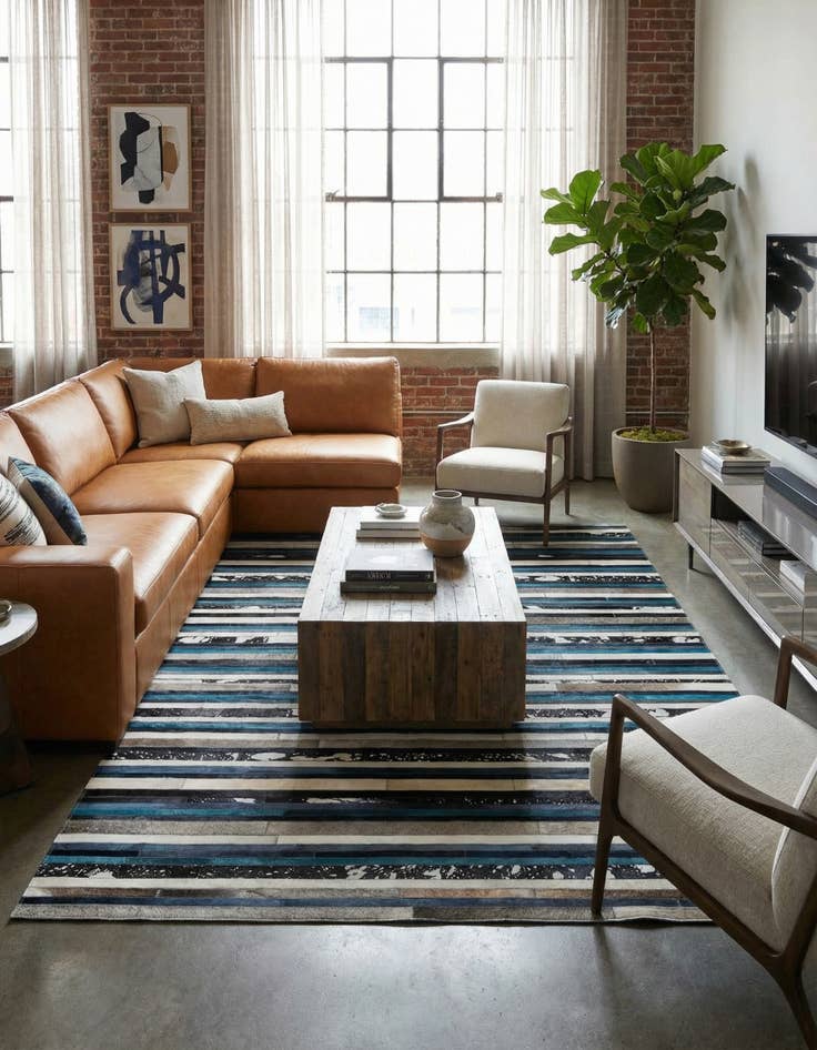 Detail image of 5' x 8' Cowhide Stocks Rug