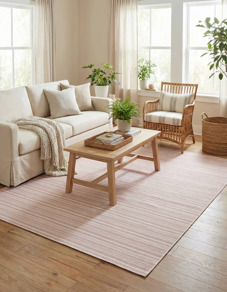 Detail image of 10' x 13' Easy-Clean Striped Indoor / Outdoor Rug