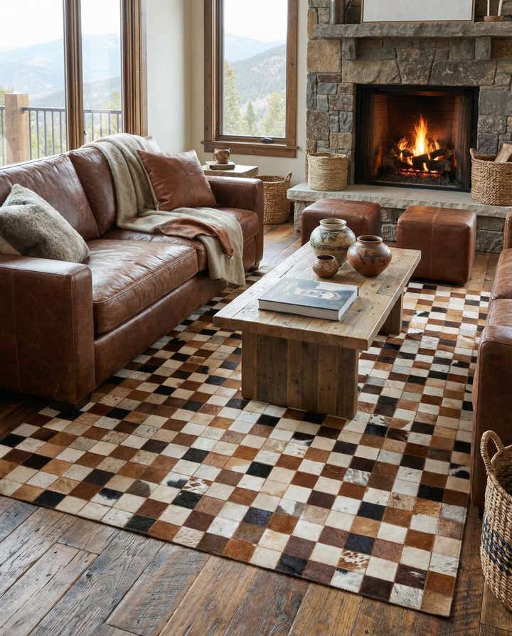 5' x 8' Cowhide Leather Rug