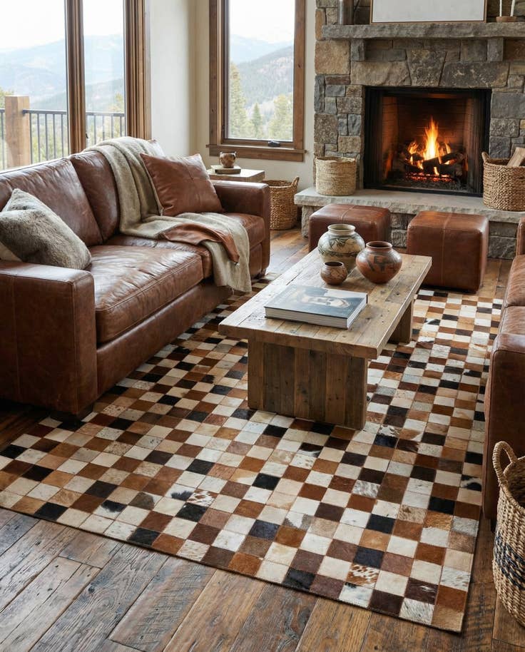 Detail image of 5' x 8' Cowhide Leather Rug