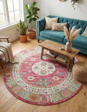 Pink Santiago Round Rug