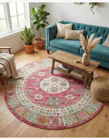 Pink Santiago Round Rug