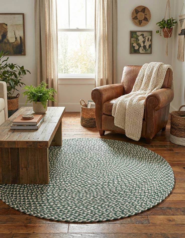 Detail image of 3' 1 x 3' 1  Hand Tweed Braided Jute Round Rug