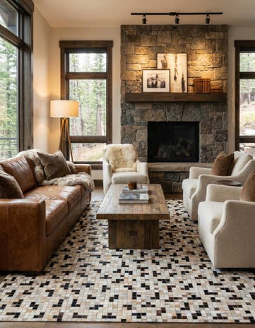 8' x 9' 9 Cowhide Leather Rug