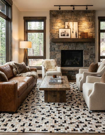 8' x 9' 9 Cowhide Leather Rug