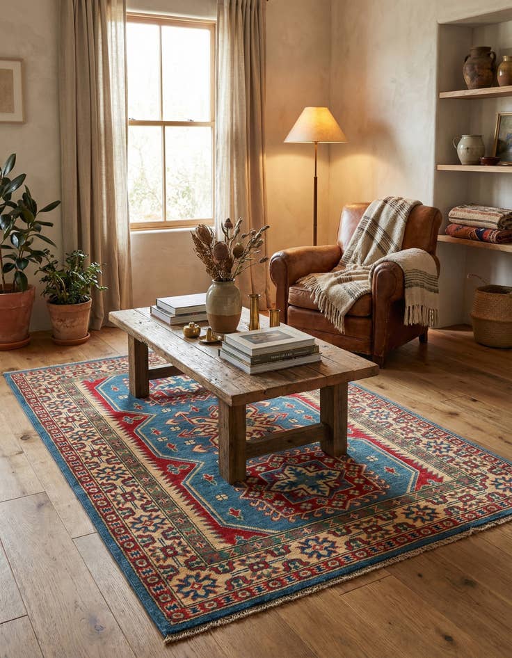 Detail image of 4' x 6'  Hand Knotted Kazak Rug