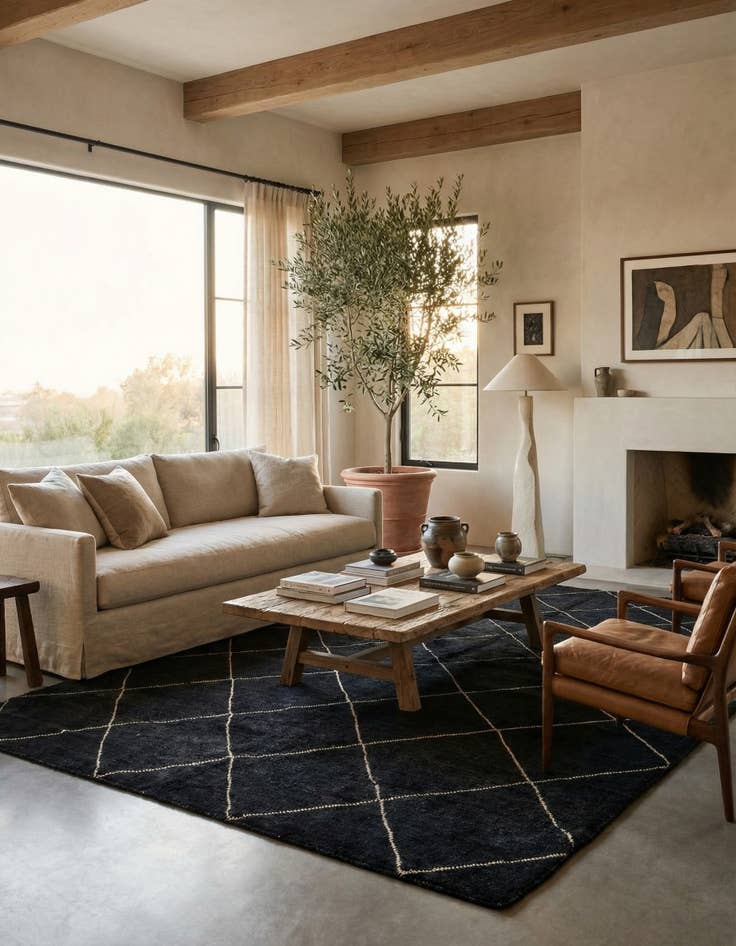 Detail image of 5' 8 x 8'  Hand Knotted Moroccan Wool Rug