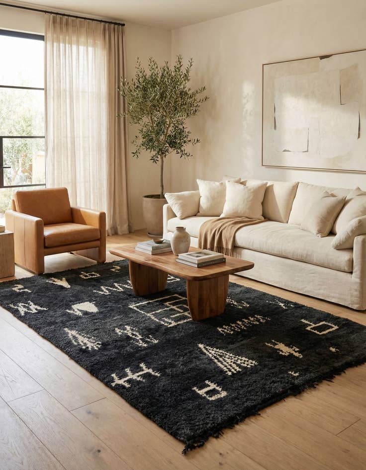 Detail image of 5' 2 x 8' 3  Hand Knotted Moroccan Wool Rug