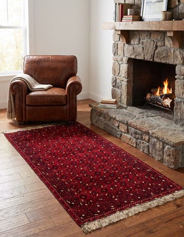 3' 5 x 6' 6 Hand Knotted Afghan Akhche Wool Rug