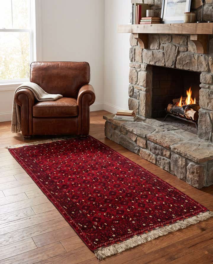 3' 5 x 6' 6 Hand Knotted Afghan Akhche Wool Rug
