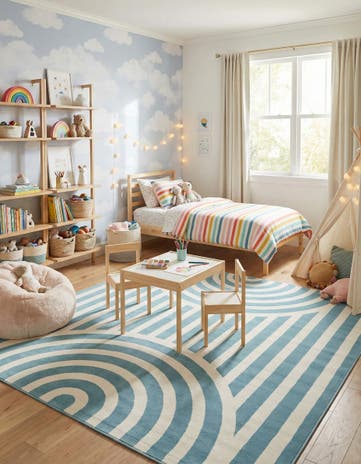 Sky blue Whimsy Kids Square Rug