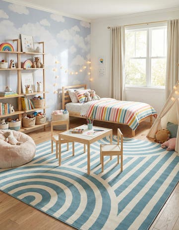 Sky blue Whimsy Kids Square Rug