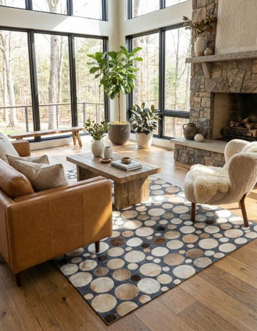 5' x 7' 8 Cowhide Leather Rug